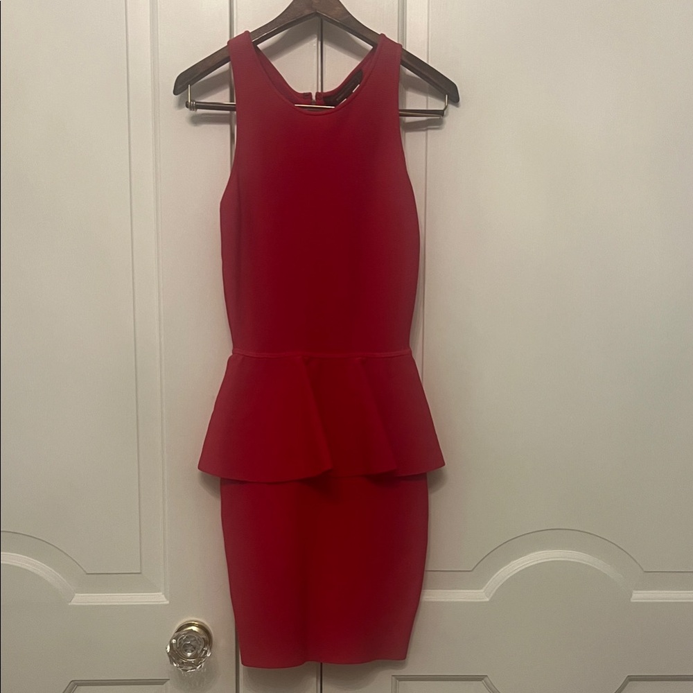 BCBGMaxAzria Red Peplum Mini Dress